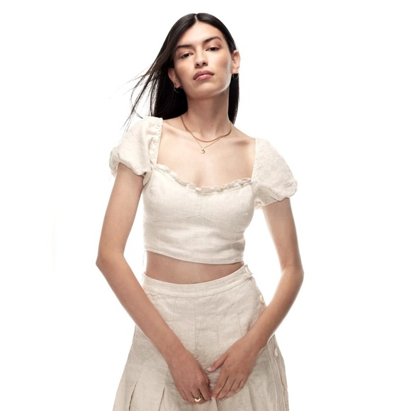 Wilfred Tops - Wilfred Wander Linen Blouse In White Size M